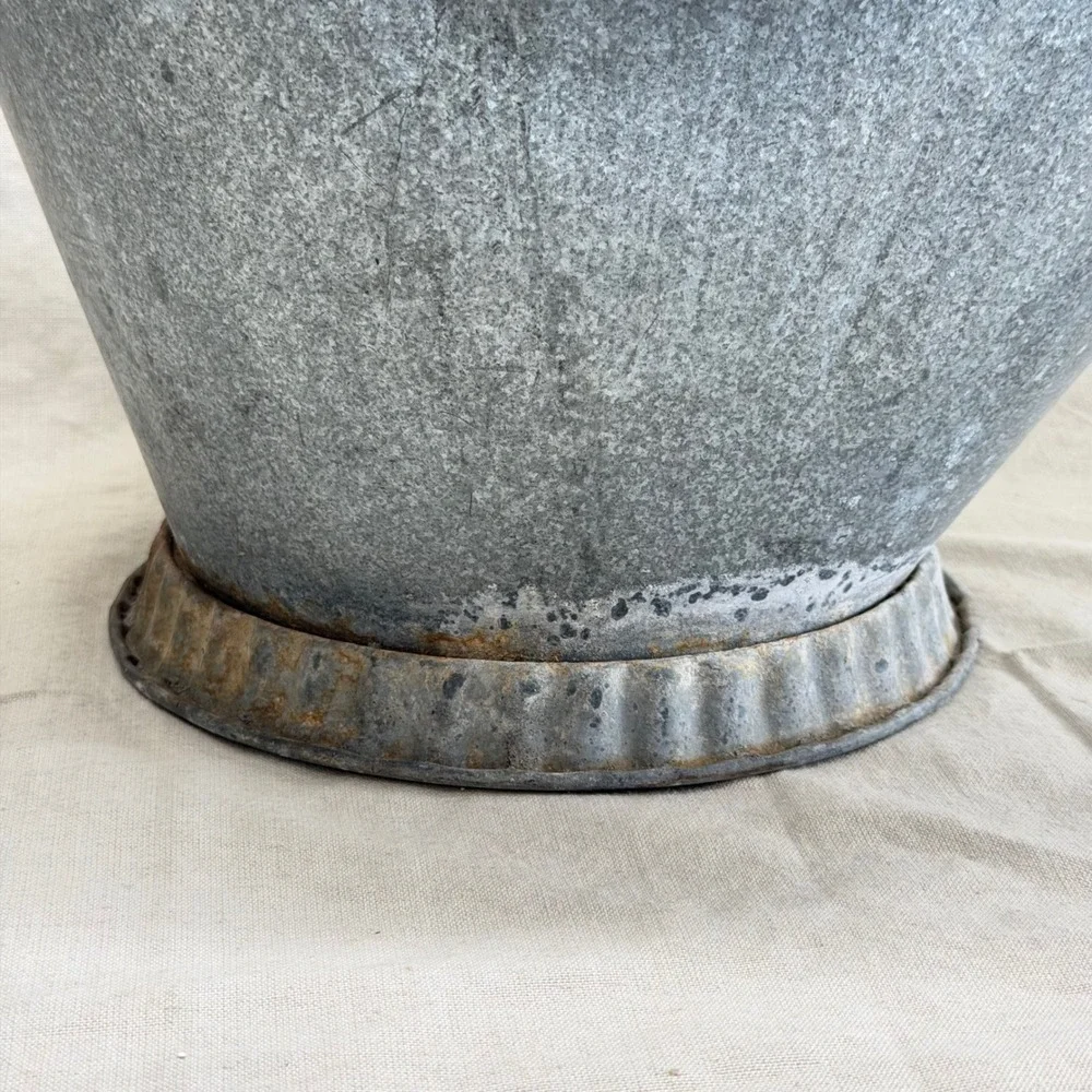 Vintage Galvanized Coal Hod Fall Porch Decor Bucket Fireplace Ash Scuttle Holder